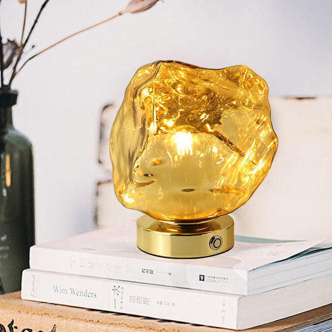 Contemporary Creative Lava Stone Glass Iron 1-Light Table Lamp For Bedroom