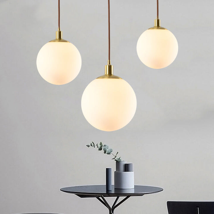 Contemporary Nordic Minimalist White Orb 1-Light Pendant Light For Bedroom