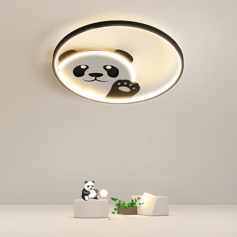 Cartoon Cute Panda Round LED Flush Mount Ceiling Light
