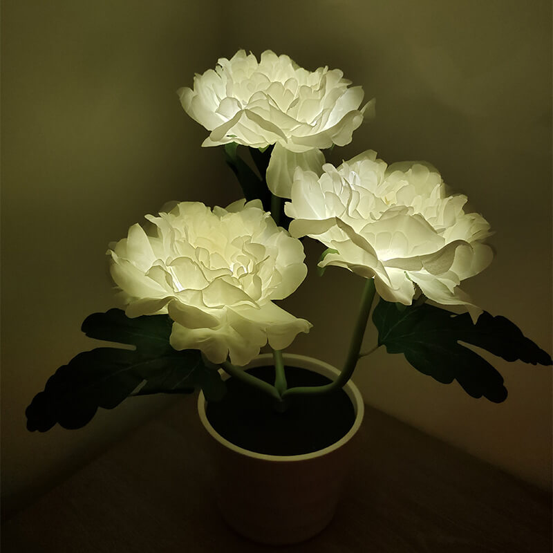 Outdoor Solar Simulation Peony Flower Bonsai Decoration LED Table Lamp