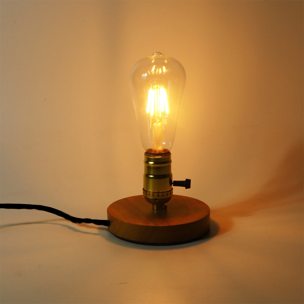 Traditional Vintage Wood &amp; Glass Table Lamp for Bedroom | Havora Designer Lighting