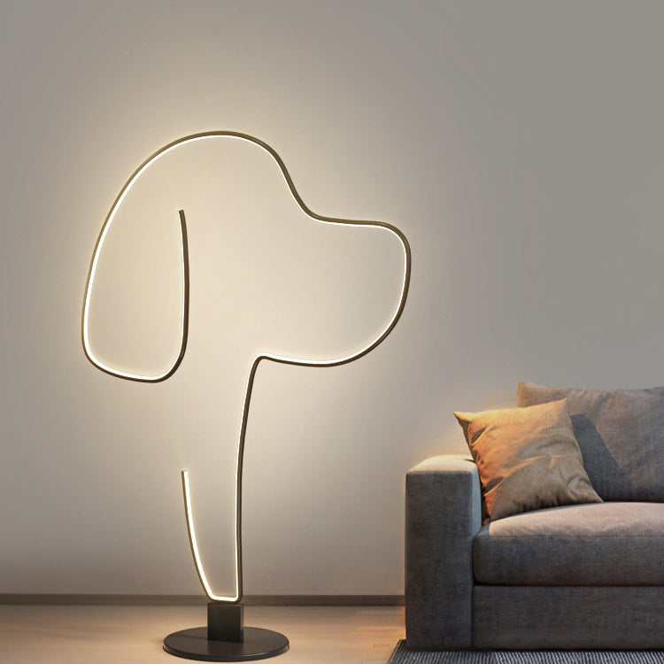 Contemporary Creative Iron Aluminum Acrylic Cat Dog LED Standing Floor Lamp For Bedroom