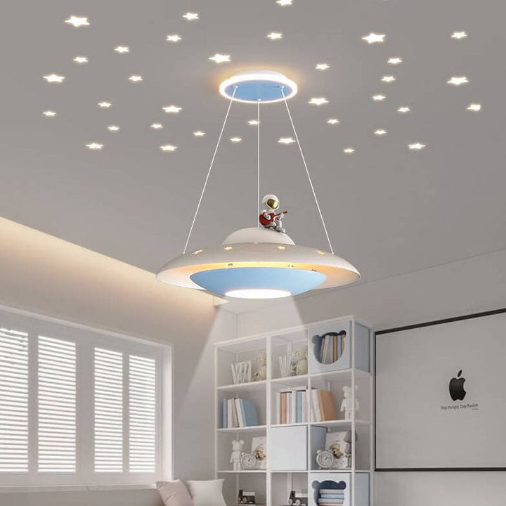 Modern Creative Flying Saucer Space Astronaut Children LED Chandelier