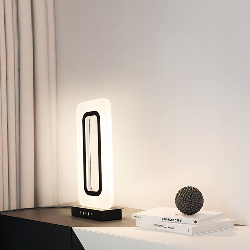 Modern Minimalist Rectangular Hardware Acrylic LED Table Lamp For Bedroom
