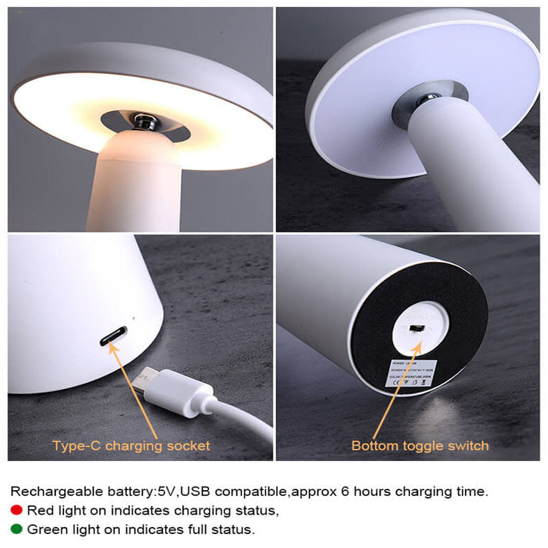 Contemporary Nordic PP Flying Saucer Rotatable USB Rechargeable LED Night Light Table Lamp For Bedroom