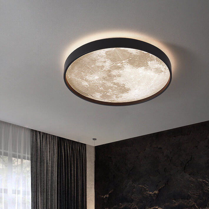 Nordic Creative Moon Round LED Flush Mount Ceiling Light