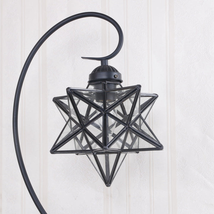 Contemporary Creative Pentagram Iron Glass 1-Light Table Lamp For Bedroom
