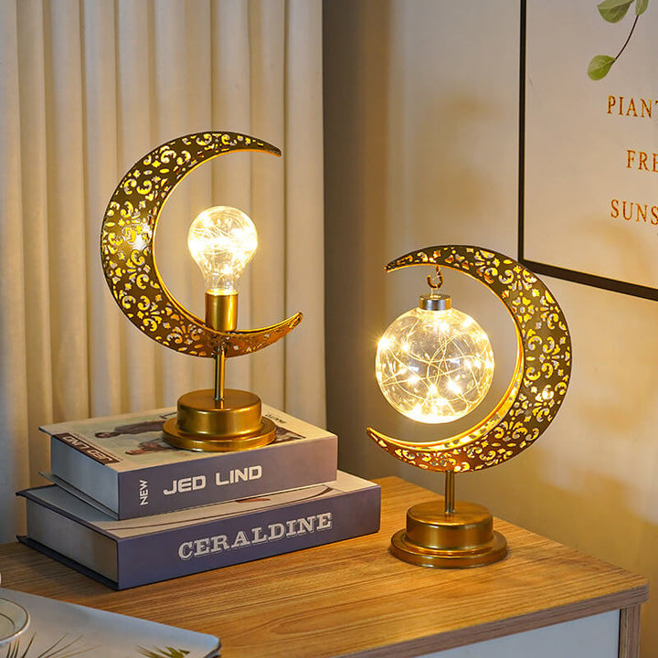 Contemporary Creative Iron Moon Star Orb LED Decorative Table Lamp For Living Room &amp; Bedroom