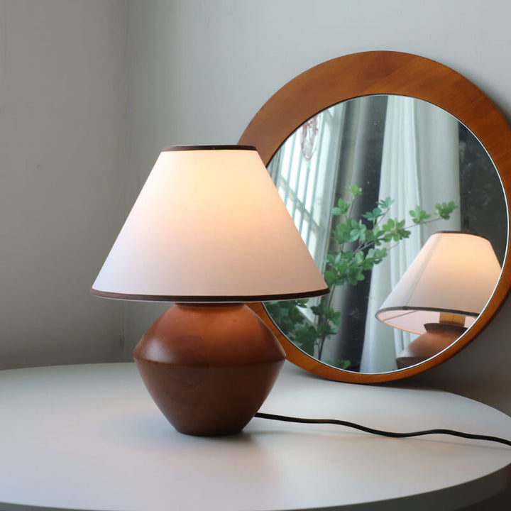 Japanese Wabi-Sabi Table Lamp in Ash Wood &amp; Fabric — Living Room Lighting | Havora