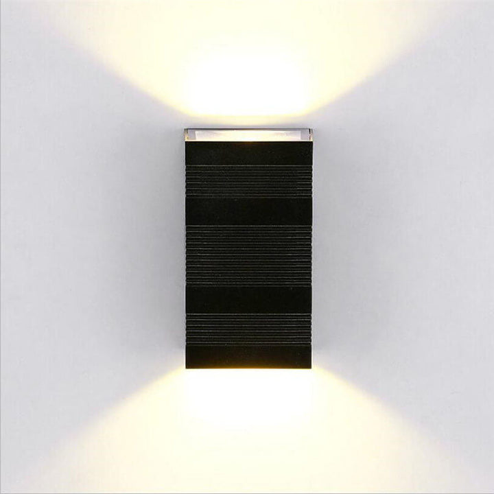 Modern Pure Black Rectangular Waterproof Aluminum LED Wall Sconce Lamp