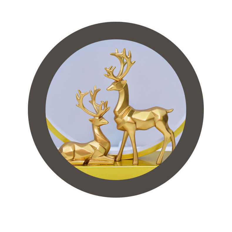 Contemporary Nordic Iron Acrylic Circle Deer USB Plug-in LED Night Light Table Lamp For Bedroom