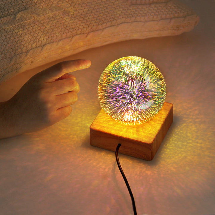 Colorful Glass Ball USB Plug-in 1-Light LED Decorative Table Lamp
