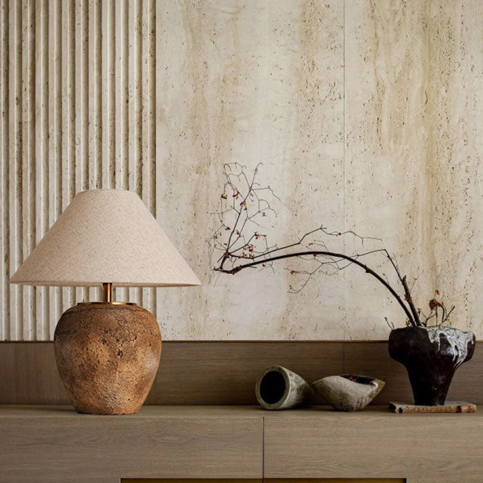 Shabby Chic Ceramic &amp; Fabric Table Lamp for Bedroom | Havora Designer Lighting