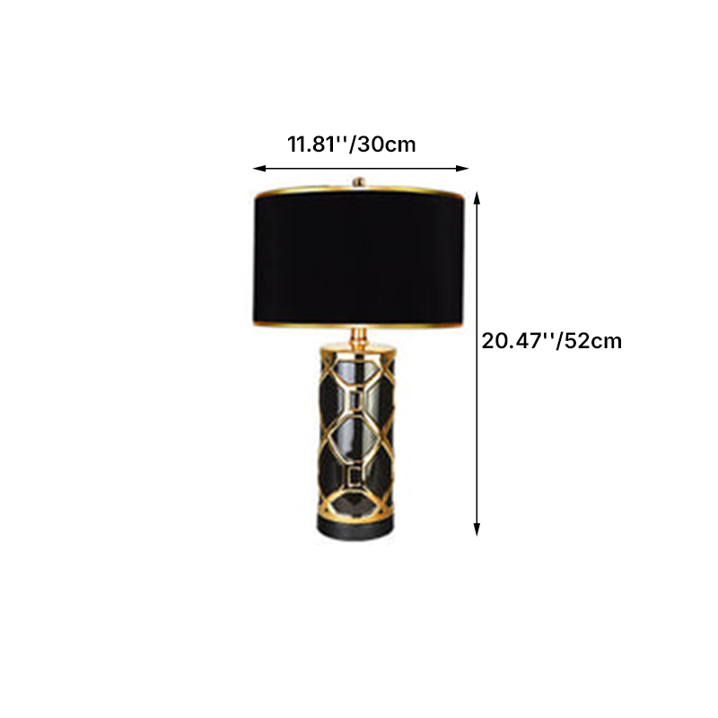 Modern Luxury Ceramic Fabric Round 1-Light Table Lamp for Bedroom