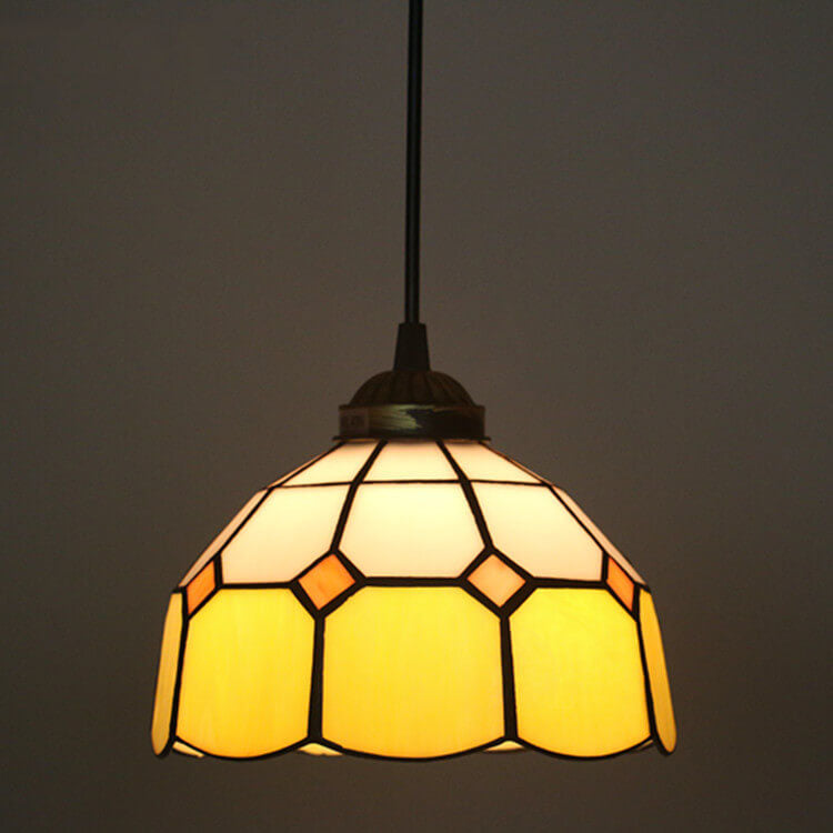 Tiffany Stained Glass Dome Shade European 1-Light Pendant Light