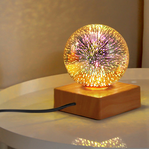 Colorful Glass Ball USB Plug-in 1-Light LED Decorative Table Lamp
