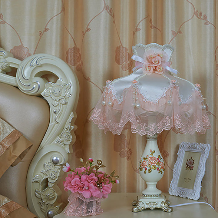 Traditional European Vase Palace Resin Fabric 1-Light Table Lamp For Bedroom