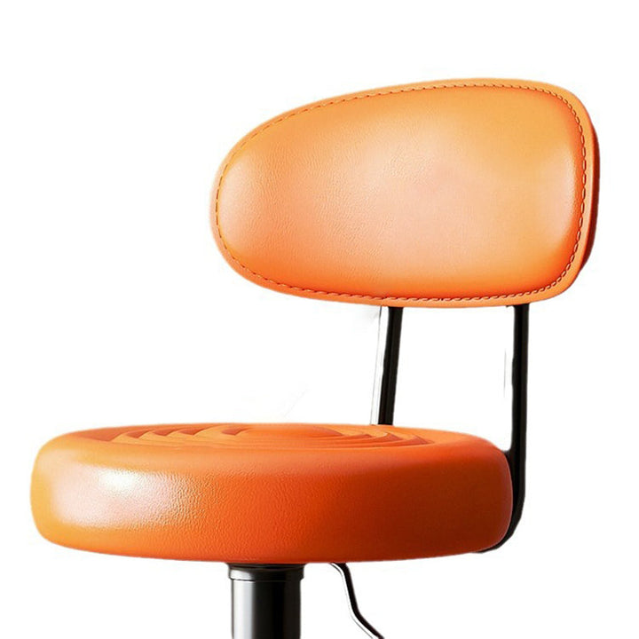 Modern Minimalist Round Upholstered Curved Backrest PU Leather Metal Steel Bar Stool For Dining Room
