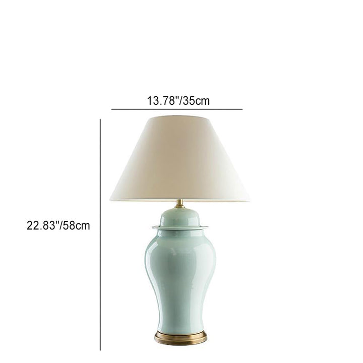 Traditional Rustic Vase Ceramic &amp; Fabric Table Lamp for Study | Havora Designer Lighting