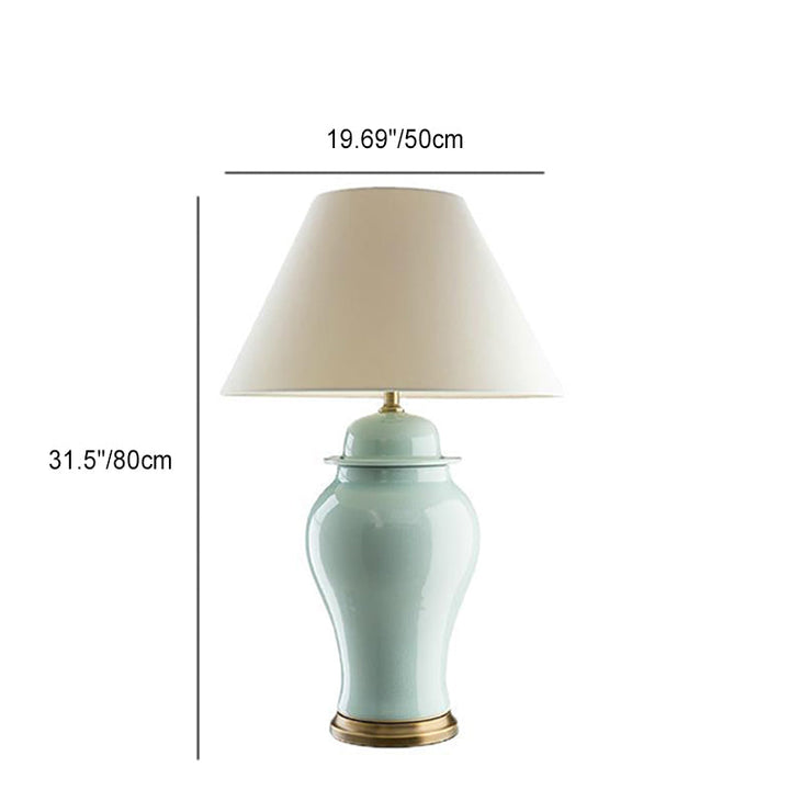 Traditional Rustic Vase Ceramic &amp; Fabric Table Lamp for Study | Havora Designer Lighting