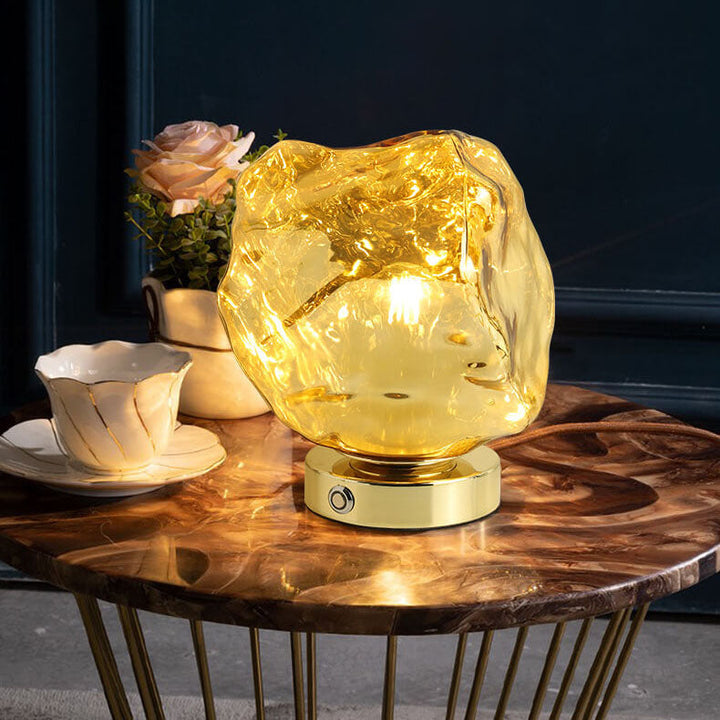 Contemporary Creative Lava Stone Glass Iron 1-Light Table Lamp For Bedroom