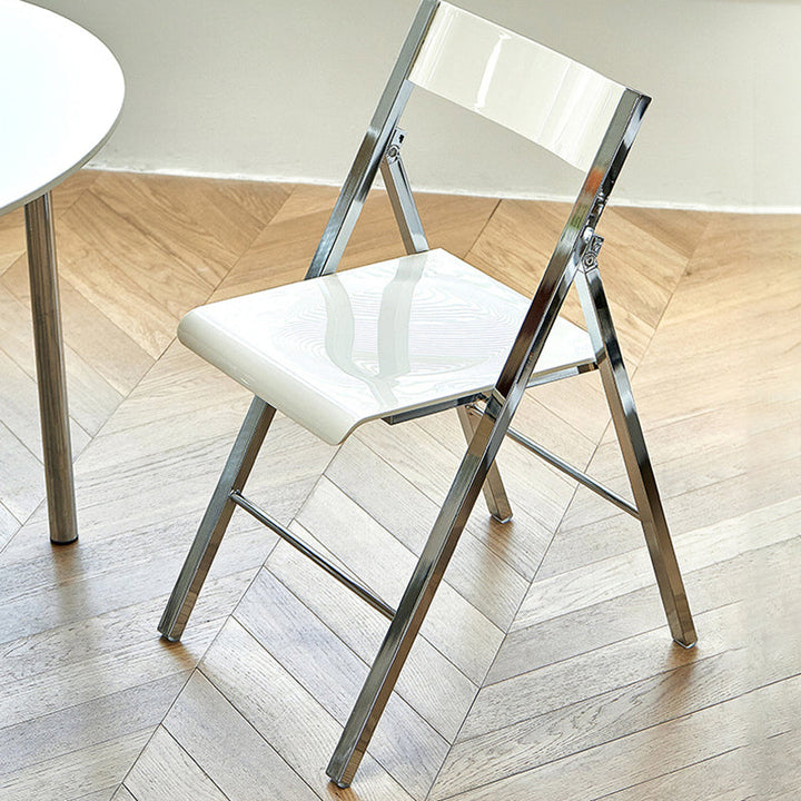 Contemporary Nordic Square Iron PET Foldable Dining Chair For Dining Room