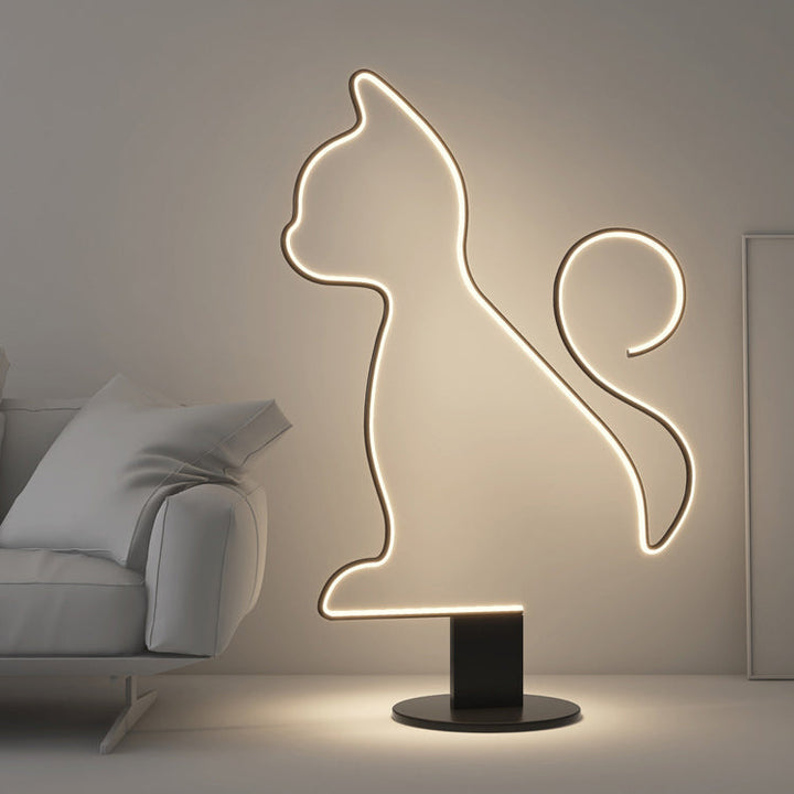 Contemporary Creative Iron Aluminum Acrylic Cat Dog LED Standing Floor Lamp For Bedroom