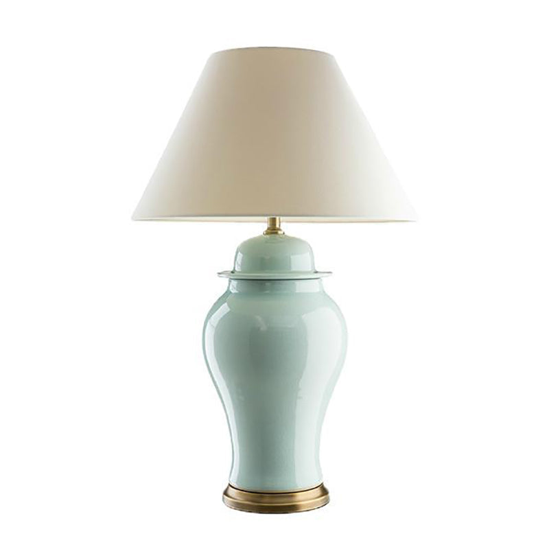 Traditional Rustic Vase Ceramic &amp; Fabric Table Lamp for Study | Havora Designer Lighting