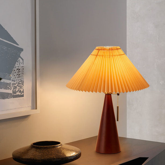 Wood &amp; Fabric Table Lamp, Japanese Vintage Design for Bedroom | Havora Lighting