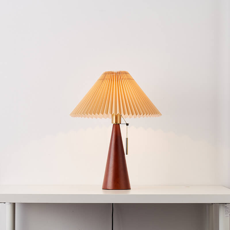 Wood &amp; Fabric Table Lamp, Japanese Vintage Design for Bedroom | Havora Lighting