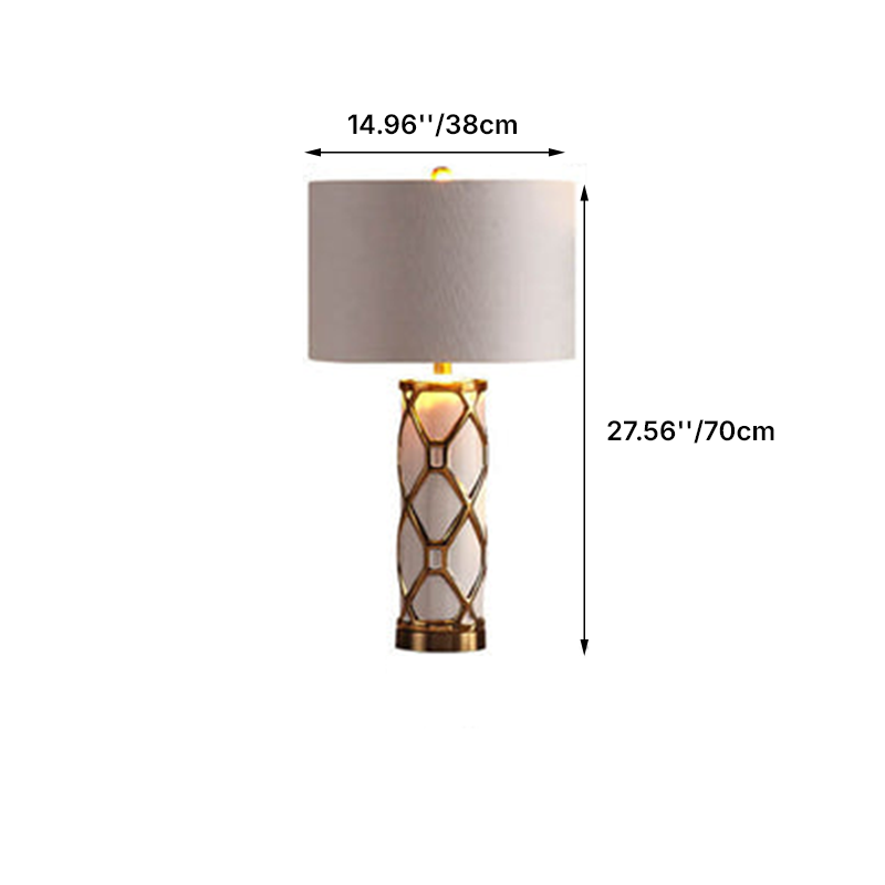 Modern Luxury Ceramic Fabric Round 1-Light Table Lamp for Bedroom