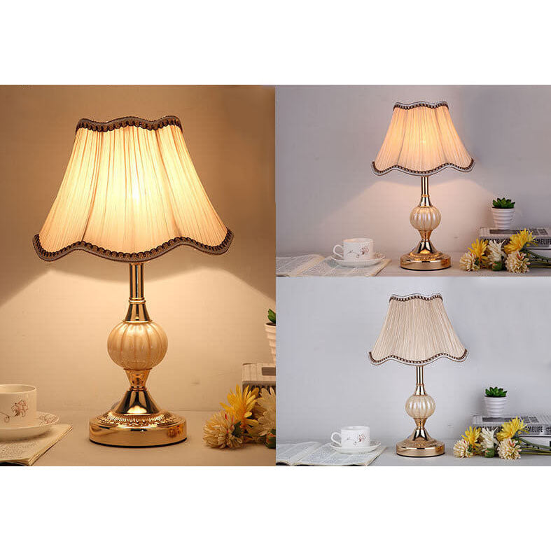 Nordic Vintage Floral Table Lamp in Glass, Iron &amp; Fabric — Bedroom Lighting | Havora