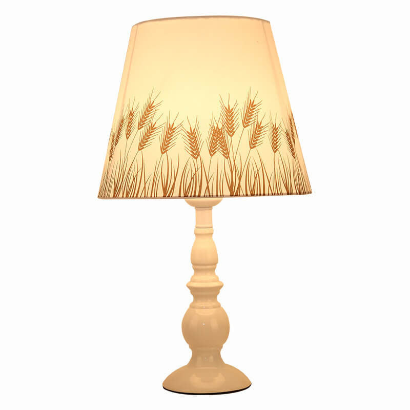 Modern Simple Floral Fabric Iron Vase Base 1-Light Table Lamp