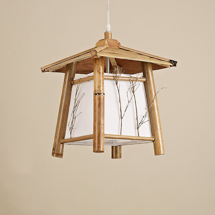 Japanese Rustic Vintage Bamboo Weaving 1-Light Pendant Light