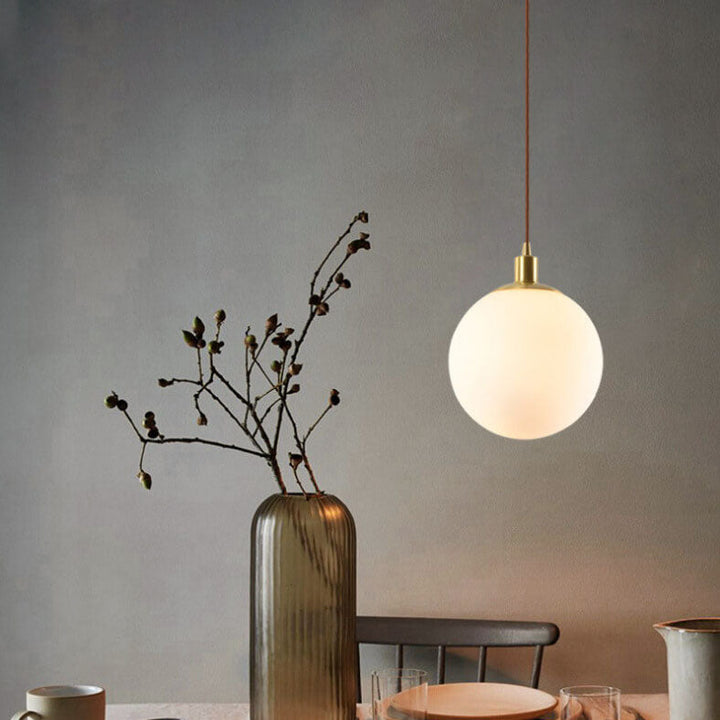 Contemporary Nordic Minimalist White Orb 1-Light Pendant Light For Bedroom