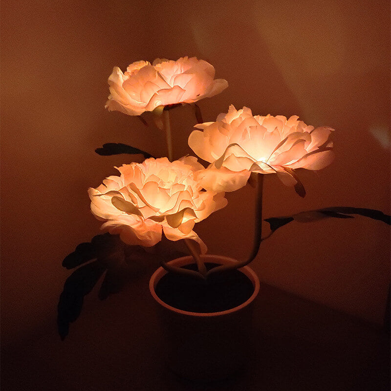 Outdoor Solar Simulation Peony Flower Bonsai Decoration LED Table Lamp