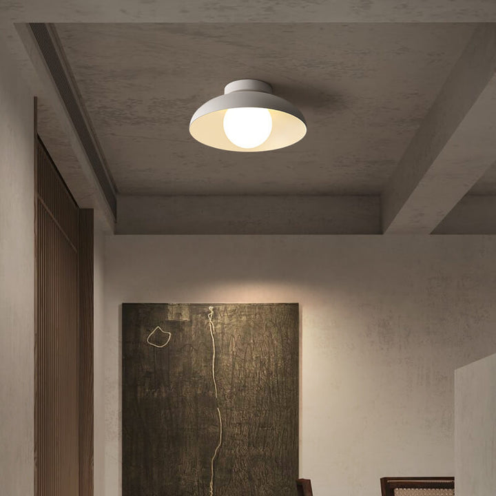 Japanese Wabi-sabi Iron Glass 1-Light Semi-Flush Mount Light
