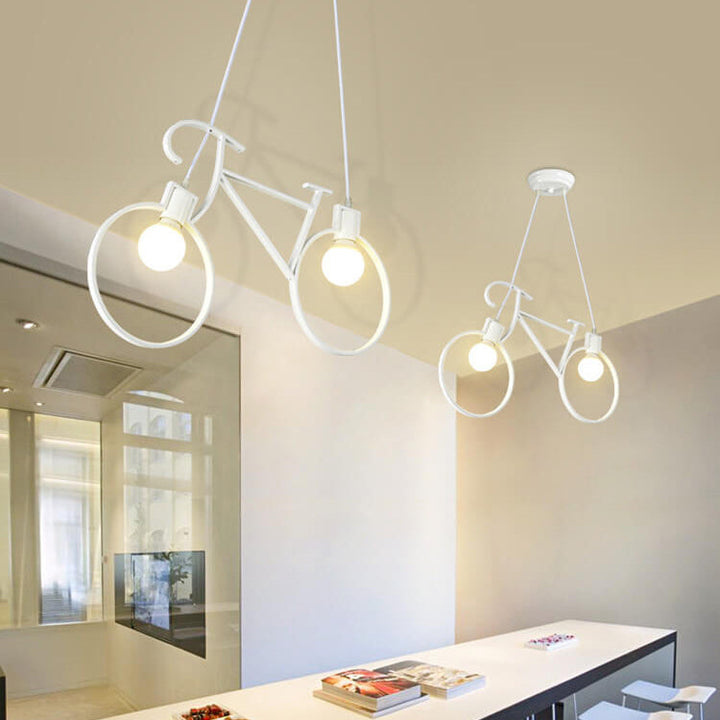 Contemporary Creative Bicycle Shape Iron 2-Light Kids Chandelier For Living Room &amp; Bedroom