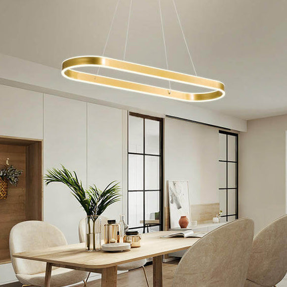 Modern Minimalist Light Luxury Oval Aluminum LED Chandelier