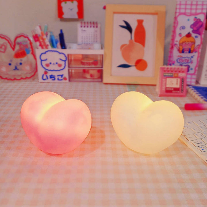 Contemporary Creative Rubber Coating Heart LED Night Light Table Lamp For Bedroom