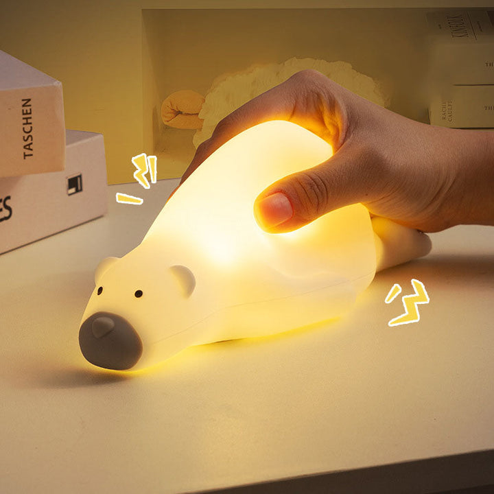 Contemporary Creative Kids Cartoon Lazy Bear Silicone LED Night Light Table Lamp For Bedroom