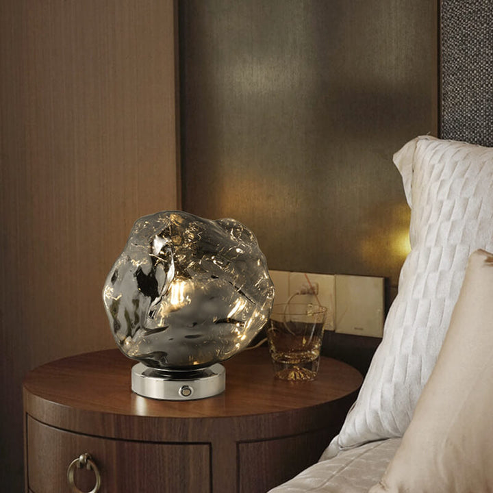Contemporary Creative Lava Stone Glass Iron 1-Light Table Lamp For Bedroom