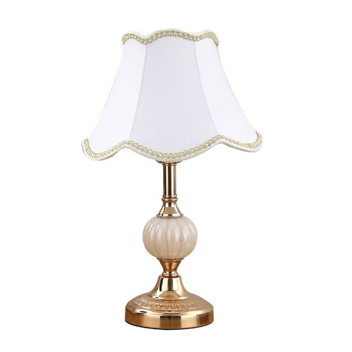 Nordic Vintage Floral Table Lamp in Glass, Iron &amp; Fabric — Bedroom Lighting | Havora