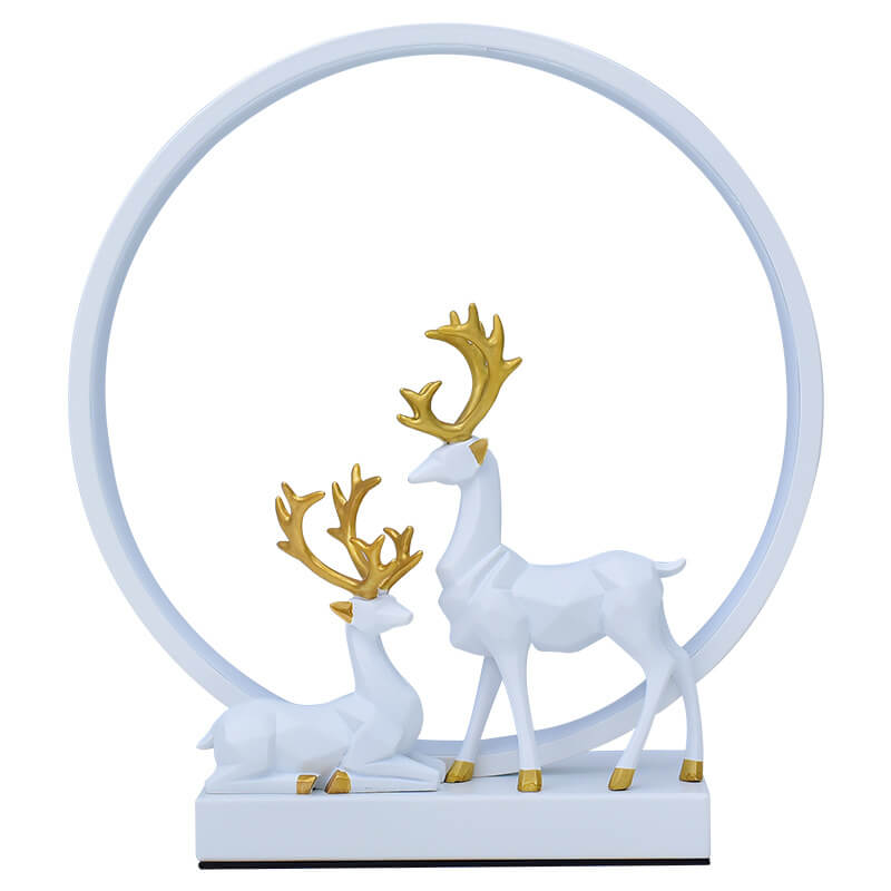 Contemporary Nordic Iron Acrylic Circle Deer USB Plug-in LED Night Light Table Lamp For Bedroom