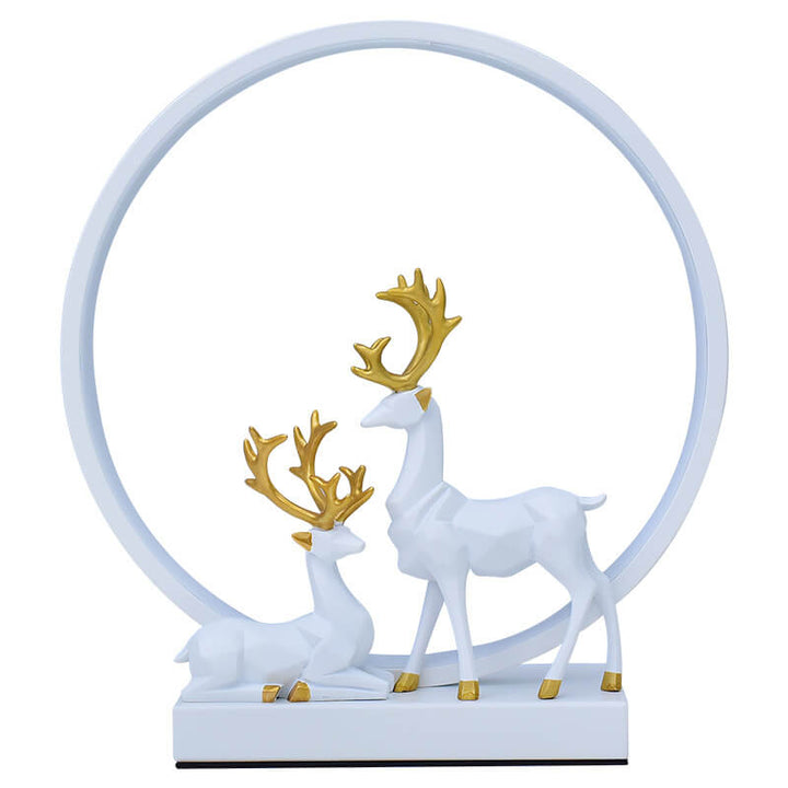 Contemporary Nordic Iron Acrylic Circle Deer USB Plug-in LED Night Light Table Lamp For Bedroom