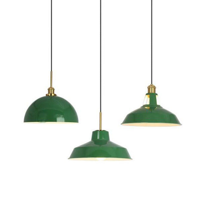 Industrial Vintage Green Iron Dome Cone 1-Light Pendant Light
