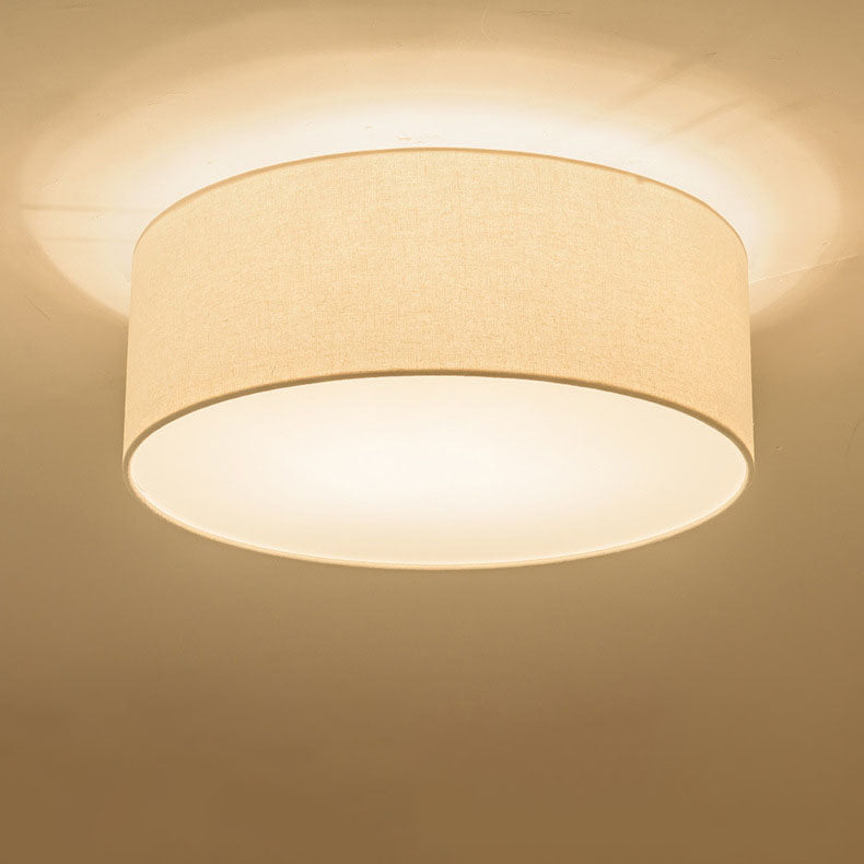 Modern Minimalist Round Drum Iron Fabric 3/5 Light Flush Mount Ceiling Light For Living Room