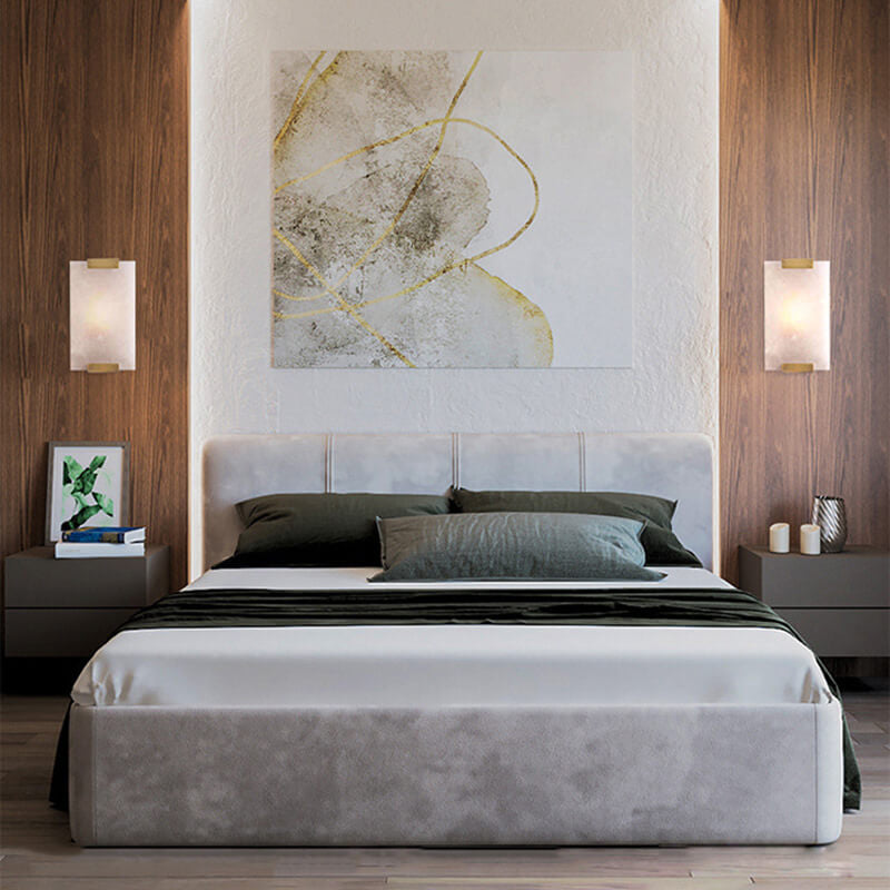 Nordic Light Luxury Copper Marble Strip Design 3-Light Wall Sconce Lamp