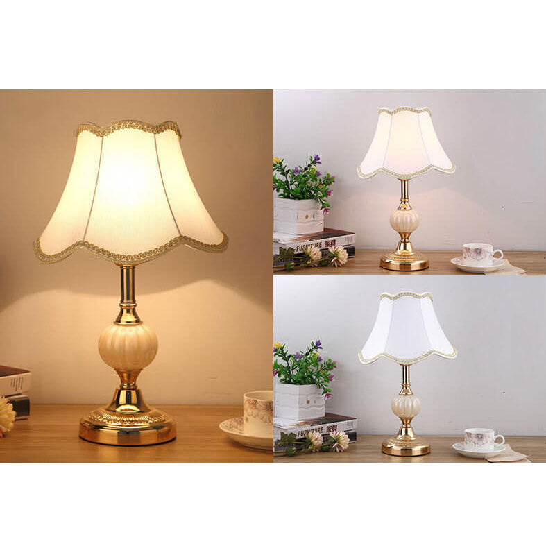 Nordic Vintage Floral Table Lamp in Glass, Iron &amp; Fabric — Bedroom Lighting | Havora