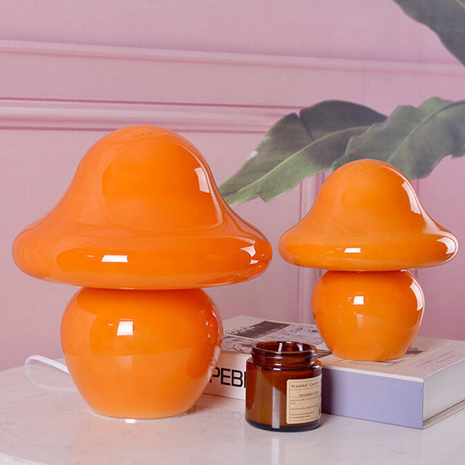 Modern Decorative Mushroom Striped Glass 1-Light Table Lamp
